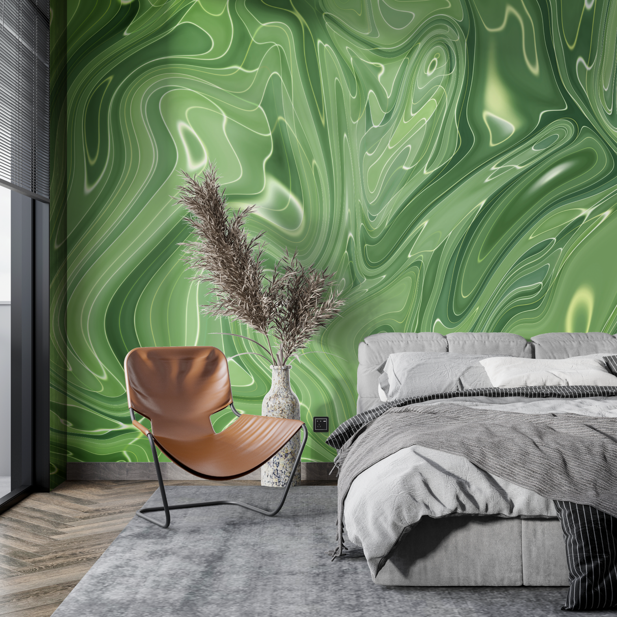 Abstract Mural Wallpaper | Terracotta Geometric Curves