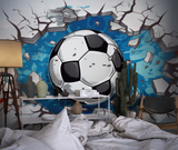 Football Mural Wallpaper | 3D Breaking Wall Design