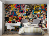 Comic Book Mural Wallpaper | Retro Superhero Collage Design