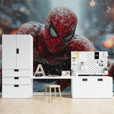 Superhero Mural Wallpaper | Snowy Spider-Man Adventure