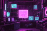 Gaming Mural Wallpaper | Retro Tech Purple Neon Design
