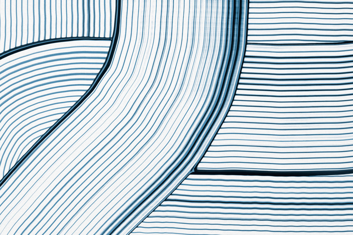 Abstract Mural Wallpaper | Blue Wave Line Pattern
