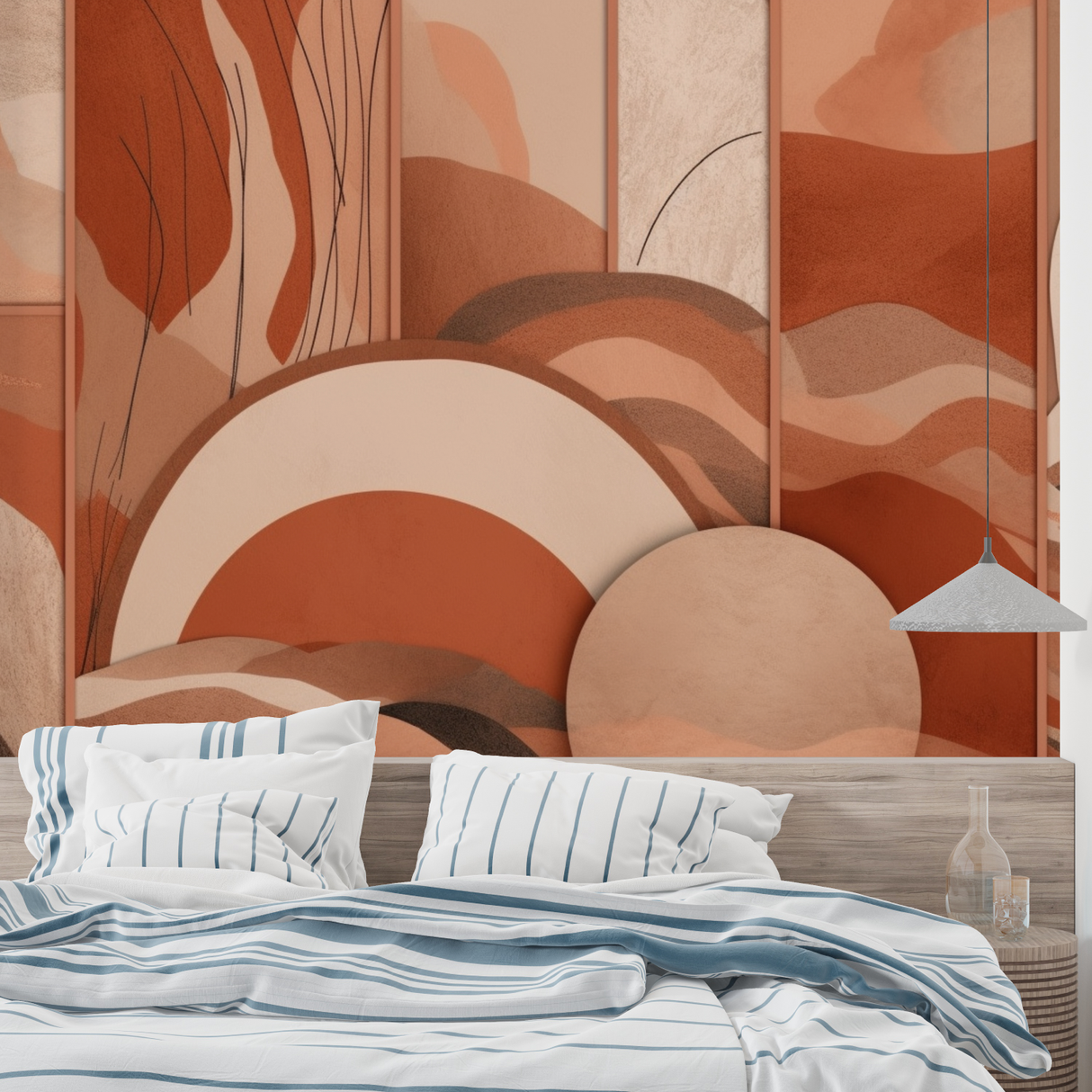 Abstract Mural Wallpaper | Terracotta Waves Design