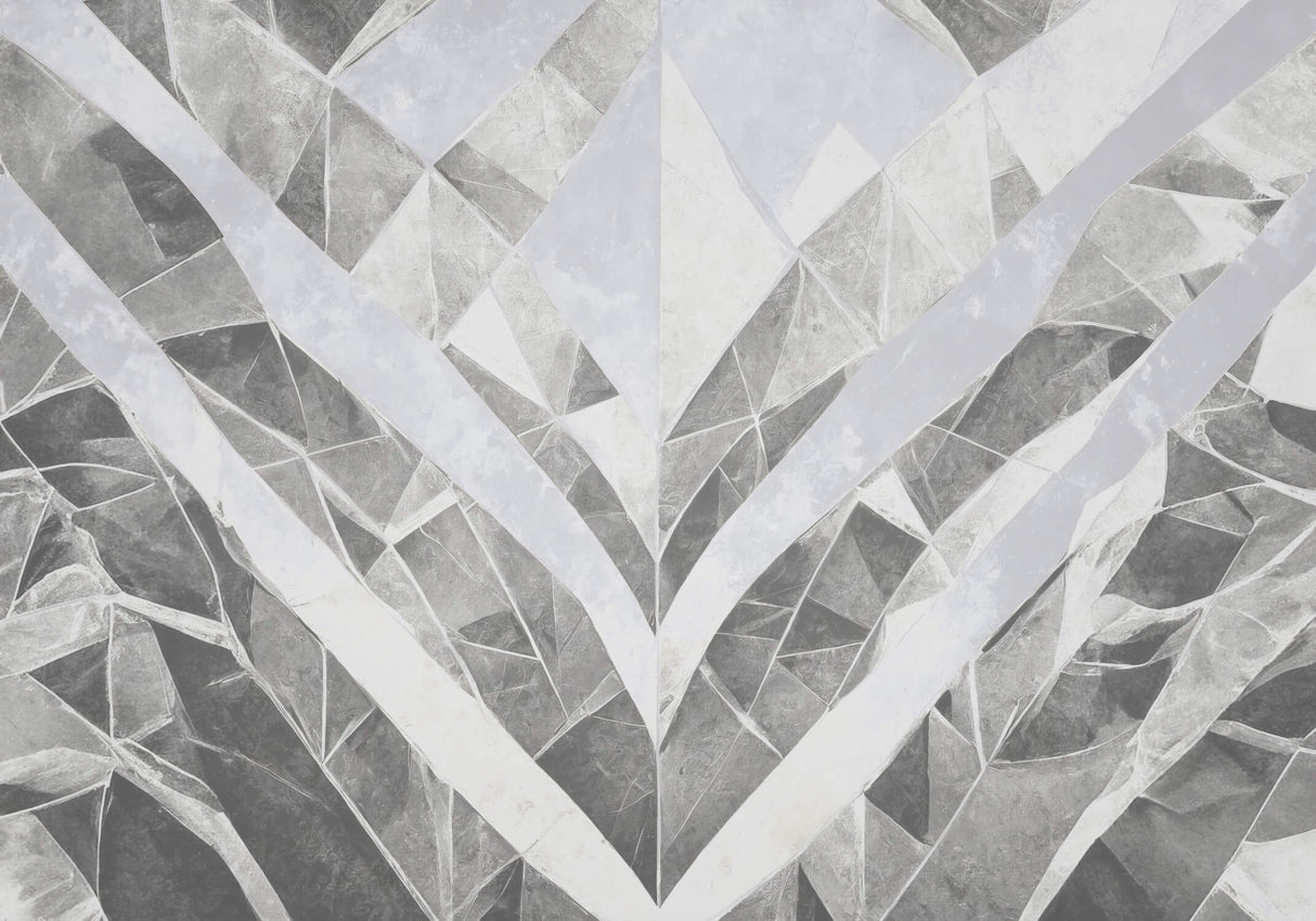 Geometric Mural Wallpaper | Modern Grey and White Pattern
