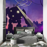 Robot Mural Wallpaper | Futuristic Tech Design with Red Glow