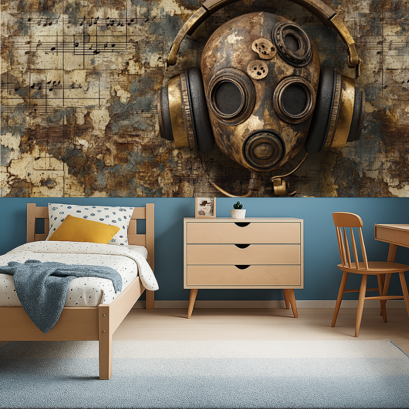 Music Mural Wallpaper | Industrial Steampunk Design