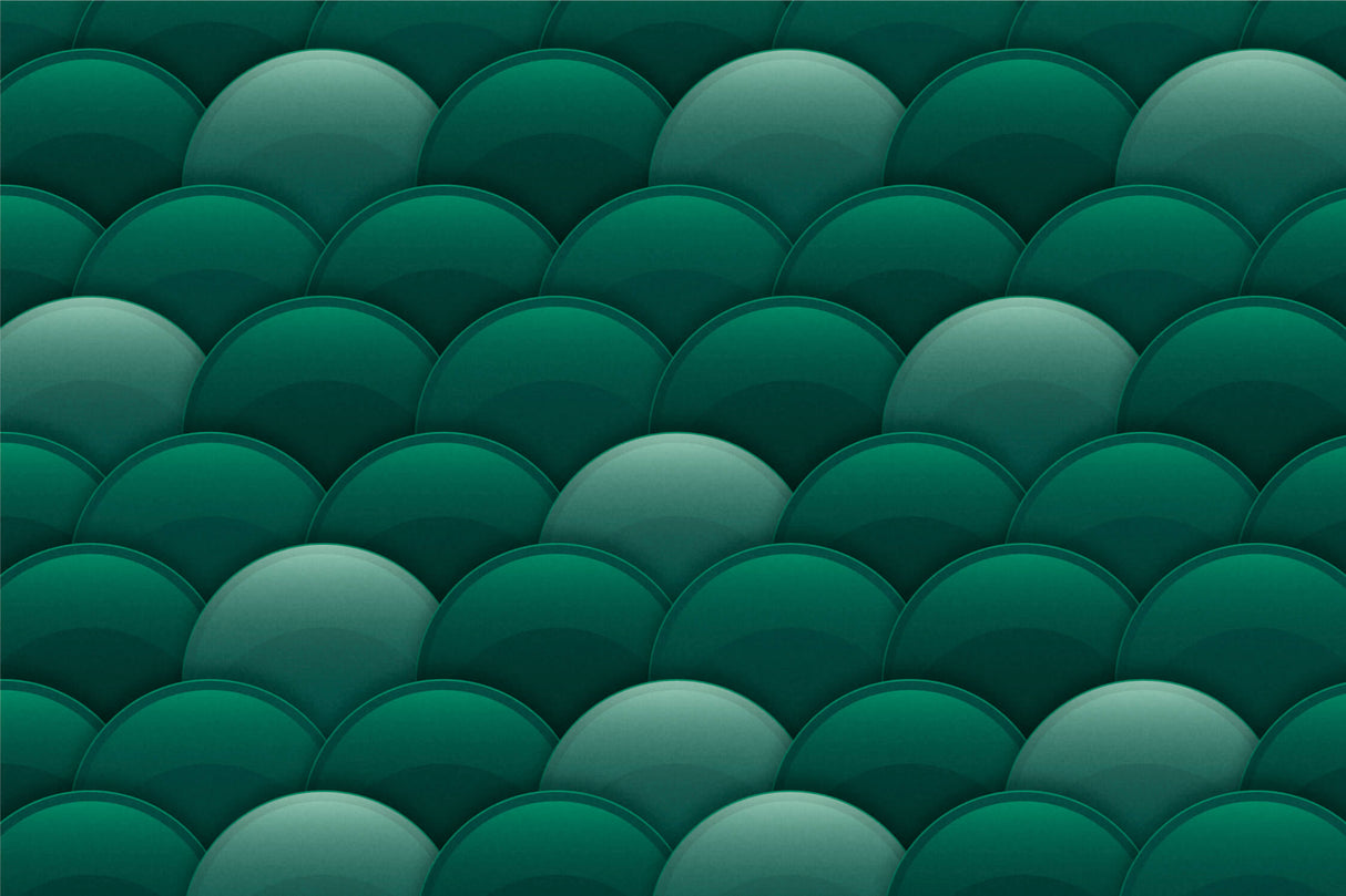 Geometric Mural Wallpaper | Green Art Deco Scales Pattern