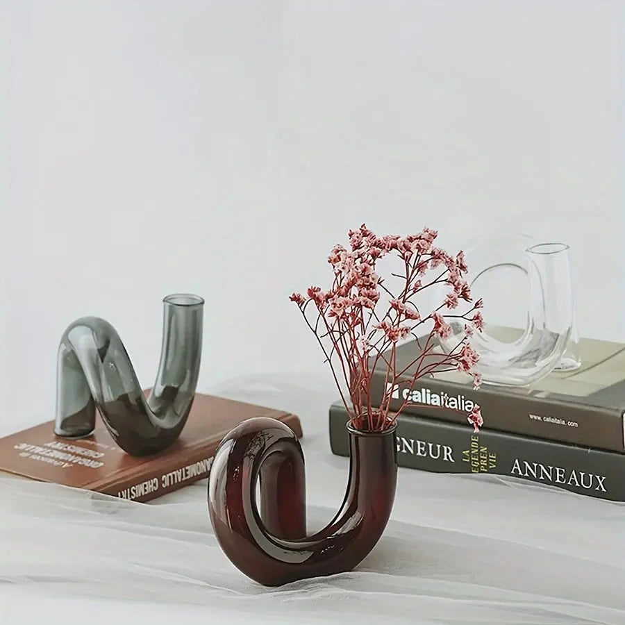 Curved Glass Vase  Modern Wave Design - Product example