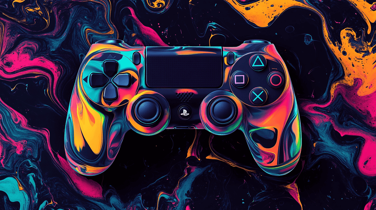 Gaming Mural Wallpaper | Colorful Controller Abstract Design