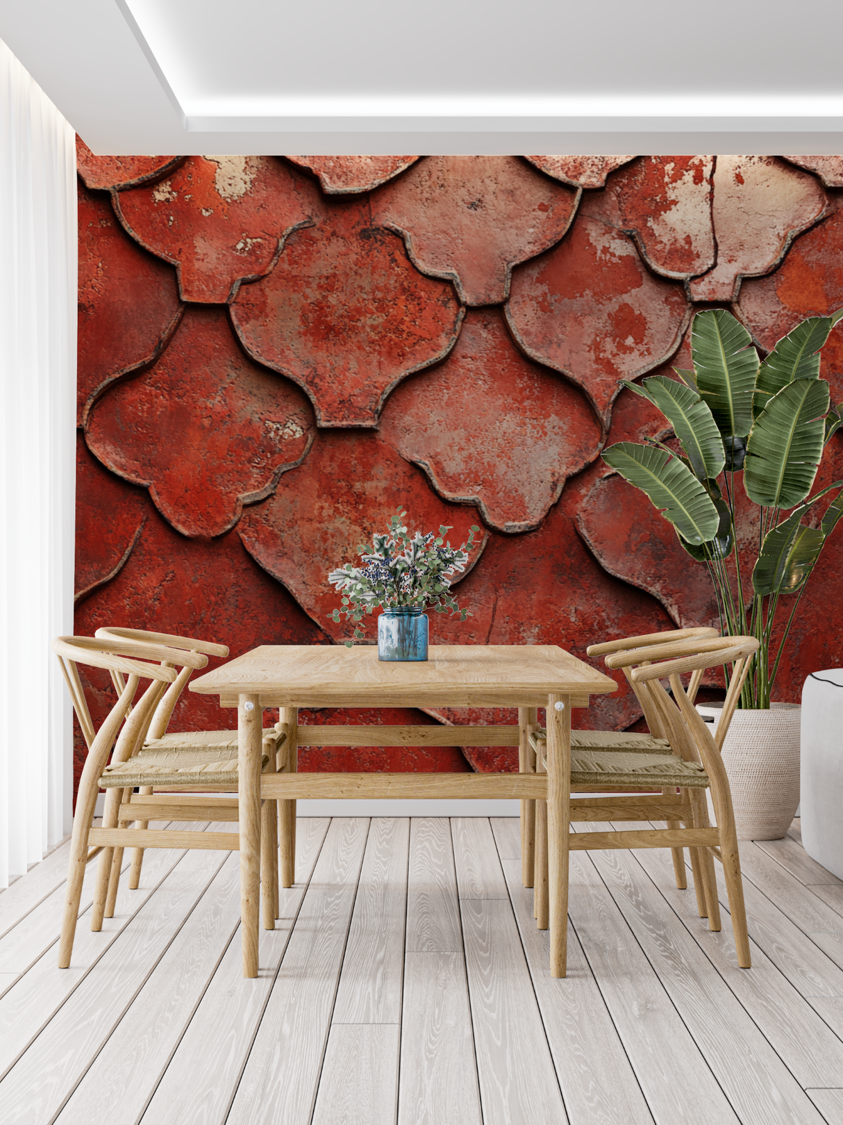 Moroccan Mural Wallpaper | Terracotta Geometric Pattern