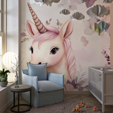Unicorn Mural Wallpaper | Enchanted Pink Floral Design
