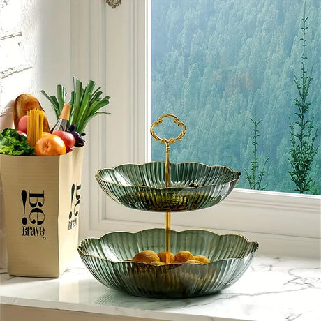 Three Tier Serving Stand  Sage Green Fluted Design - Product detail 6