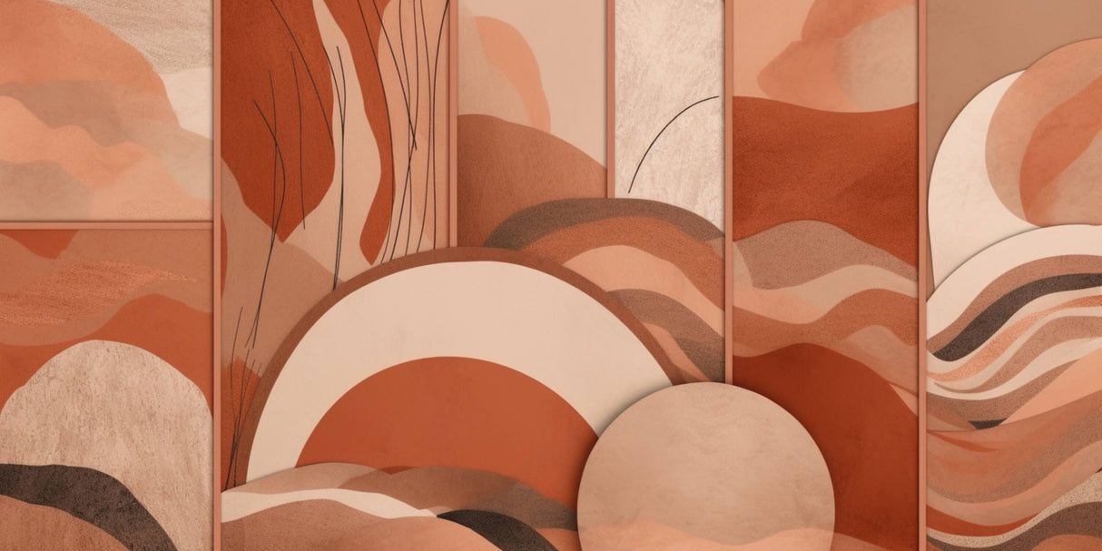 Abstract Mural Wallpaper | Terracotta Waves Design