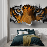 Tiger Mural Wallpaper | 3D Eyes Breaking Through Wall