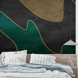 Abstract Mural Wallpaper | Green and Gold Geometric Design