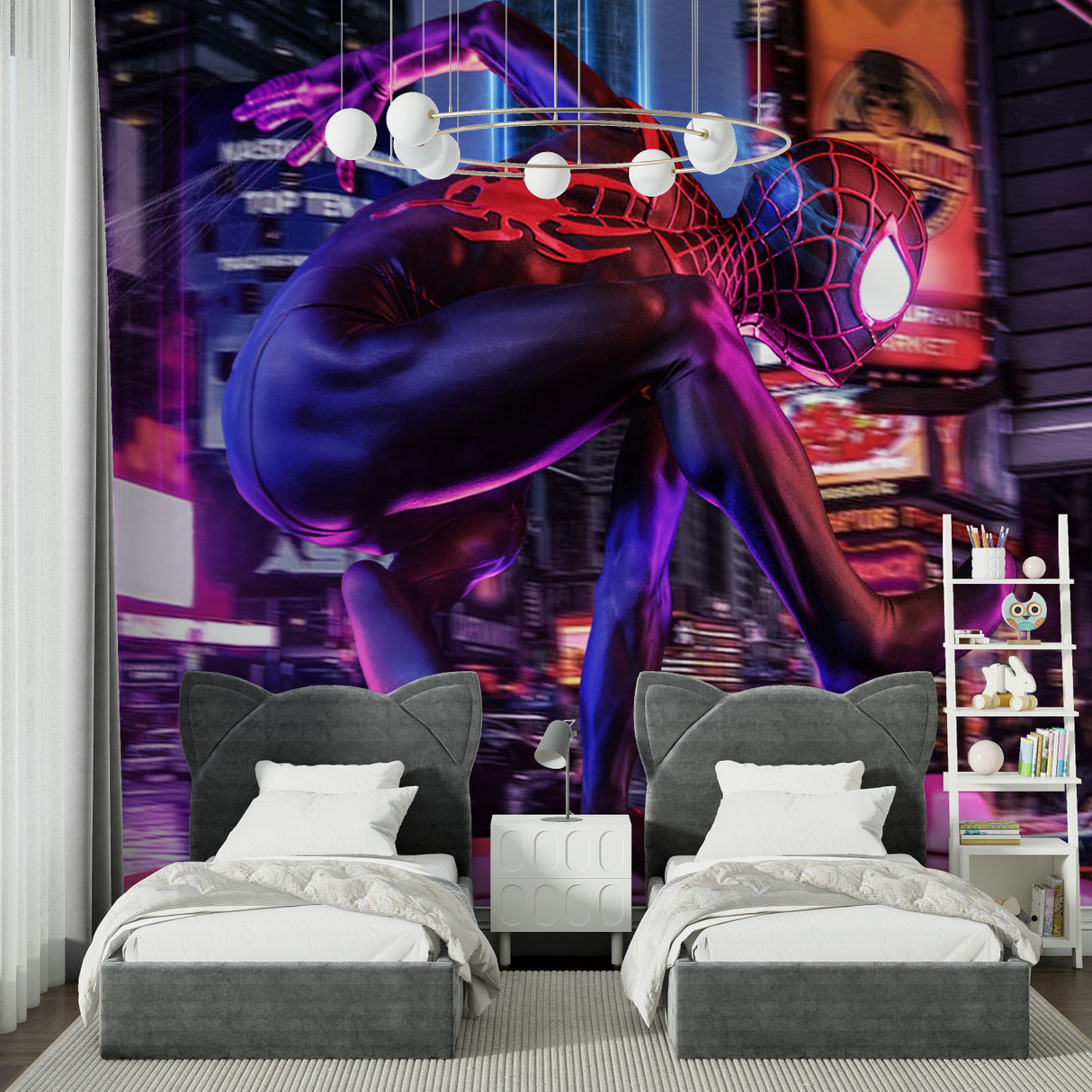 Superhero Mural Wallpaper | Spider-Man Night City Scene