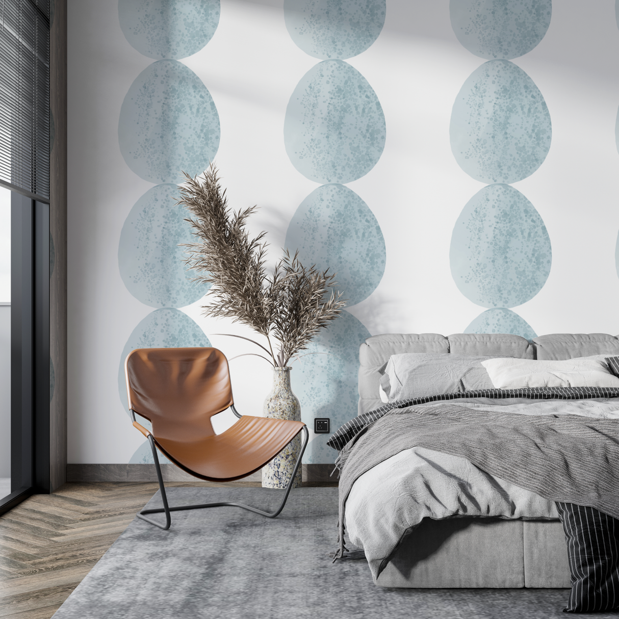 Geometric Mural Wallpaper | Modern Blue Circles Pattern