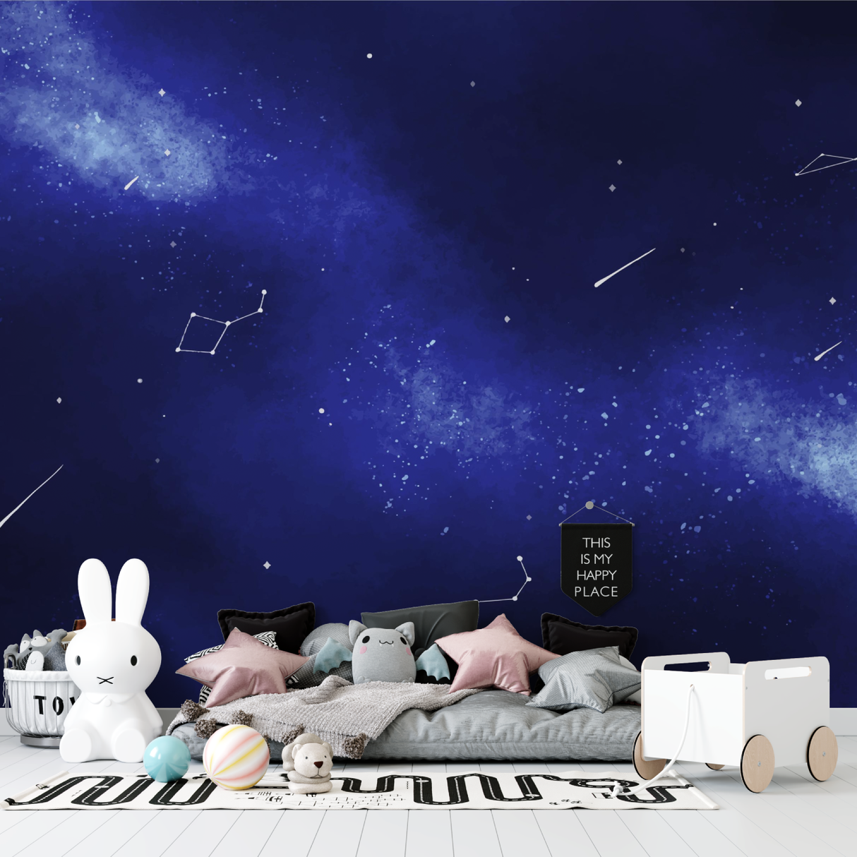 Galaxy Mural Wallpaper | Deep Blue Night Sky With Stars