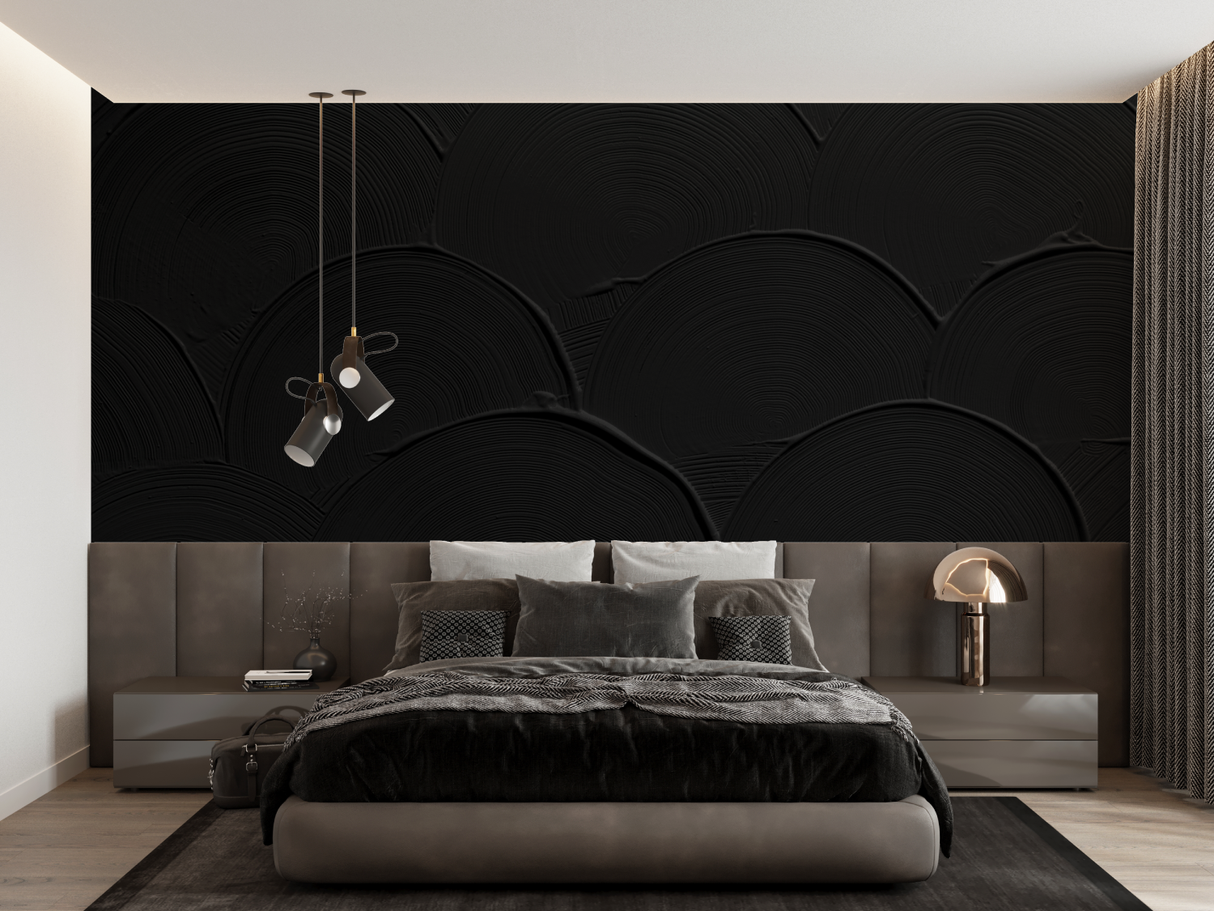 Art Deco Mural Wallpaper | Black Circular Pattern Design