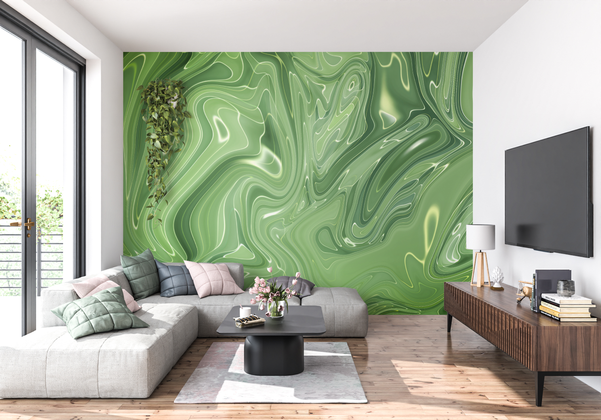 Abstract Mural Wallpaper | Terracotta Geometric Curves