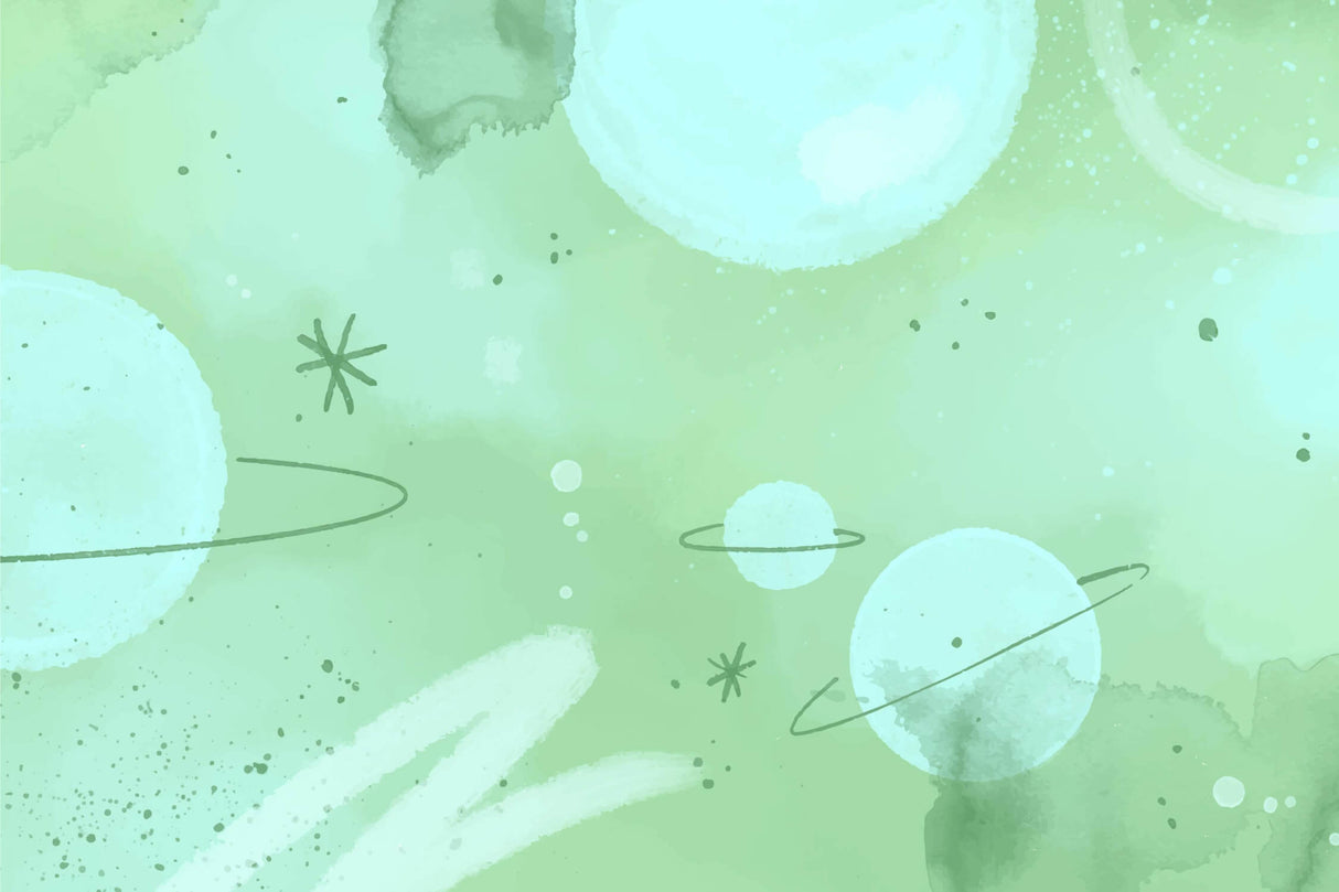 Space Mural Wallpaper | Mint Green Galaxy Design