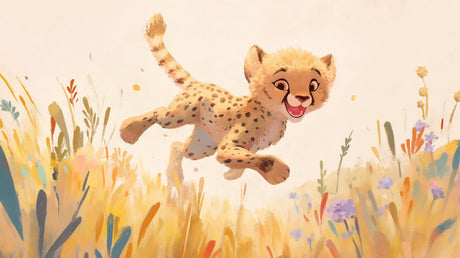 Baby Cheetah Wallpaper design file showing detailed watercolor safari pattern with gentle cream background