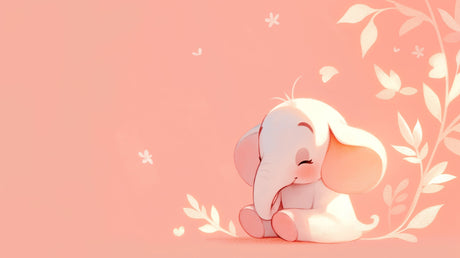 Baby elephant nursery wallpaper design file showing sweet elephant illustration on pink background