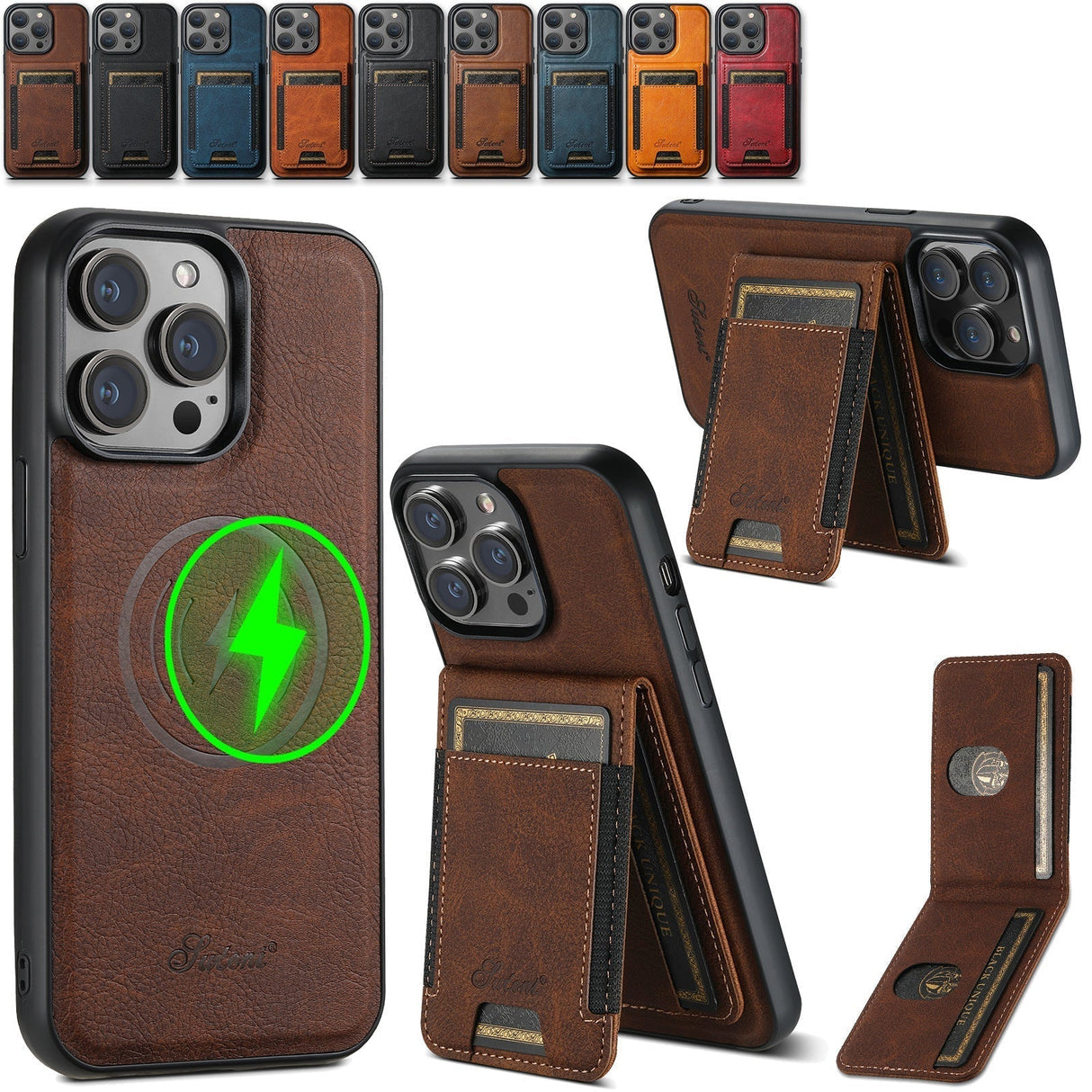 Leather Phone Wallet Case  Premium Card Holder Design - Product detail 4