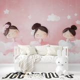 Ballerina wall mural showcased in a modern playroom setting with white trim
