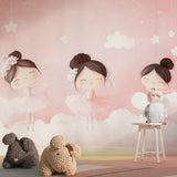 Pink nursery featuring the ballet wallpaper with matching decor elements