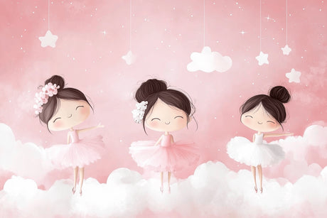 Ballerina wallpaper design file showing detailed dancing figures and pink cloud pattern