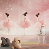 Pink ballet mural creating magical atmosphere in dance studio with natural light