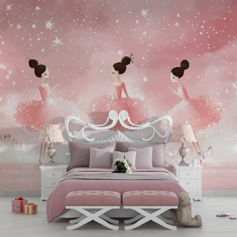 Ballet theme wall mural transforming playroom into enchanted dance space