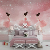 Ballet theme wall mural transforming playroom into enchanted dance space
