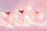 Design file of dancing ballerinas with pink stars pattern and dreamy cloud elements