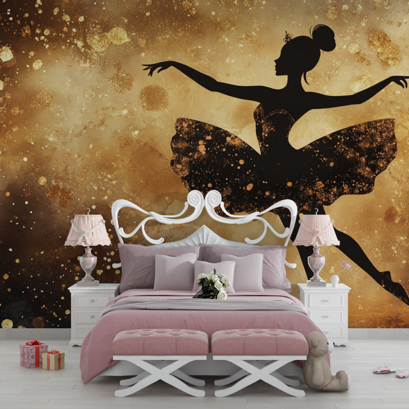 Ballet dancer mural adding artistic flair to a living room wall