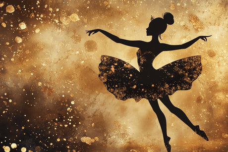 Ballet dance silhouette design file showing intricate golden pattern and movement details