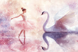 Ballet Swan design file showing watercolor pattern and pink fantasy details