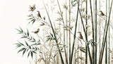 Asian garden birds and bamboo wallpaper design file showing intricate botanical pattern and delicate sparrows