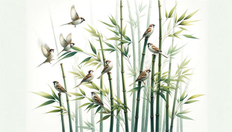 Bamboo garden wallpaper design file showing detailed birds and flowing stems pattern