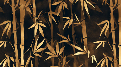 Asian bamboo wallpaper design file showing detailed gold bamboo pattern on black background
