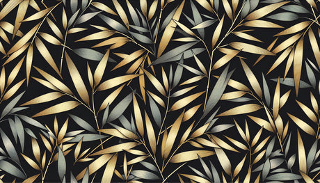 Black and gold bamboo pattern design file showing intricate metallic leaf details