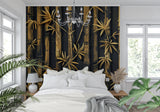 Asian-inspired bamboo pattern enhancing a minimalist home office space