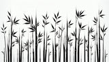 Black and white bamboo wall mural design file showing detailed bamboo pattern and leaf textures