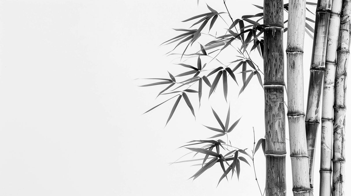 Design file of black and white bamboo pattern showing intricate brush stroke details