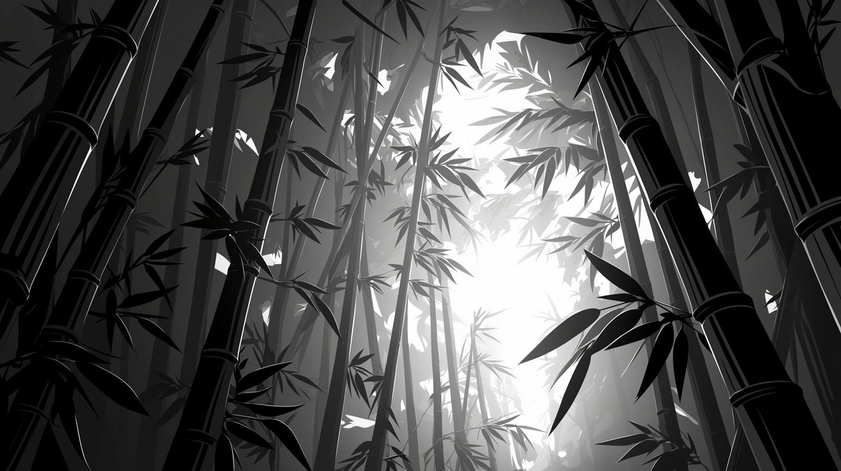 Bamboo forest wallpaper design file showing detailed black and white bamboo stalks pattern