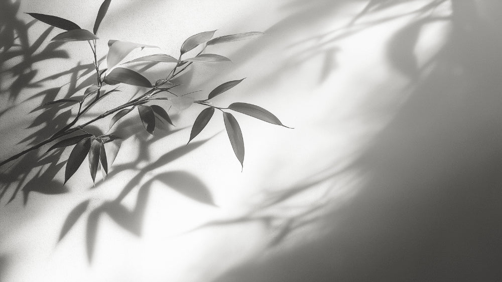 Bamboo shadow wallpaper design file showing detailed black and white botanical pattern