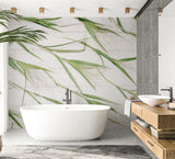 Elegant bamboo leaf pattern making a home office feel fresh and inspiring
