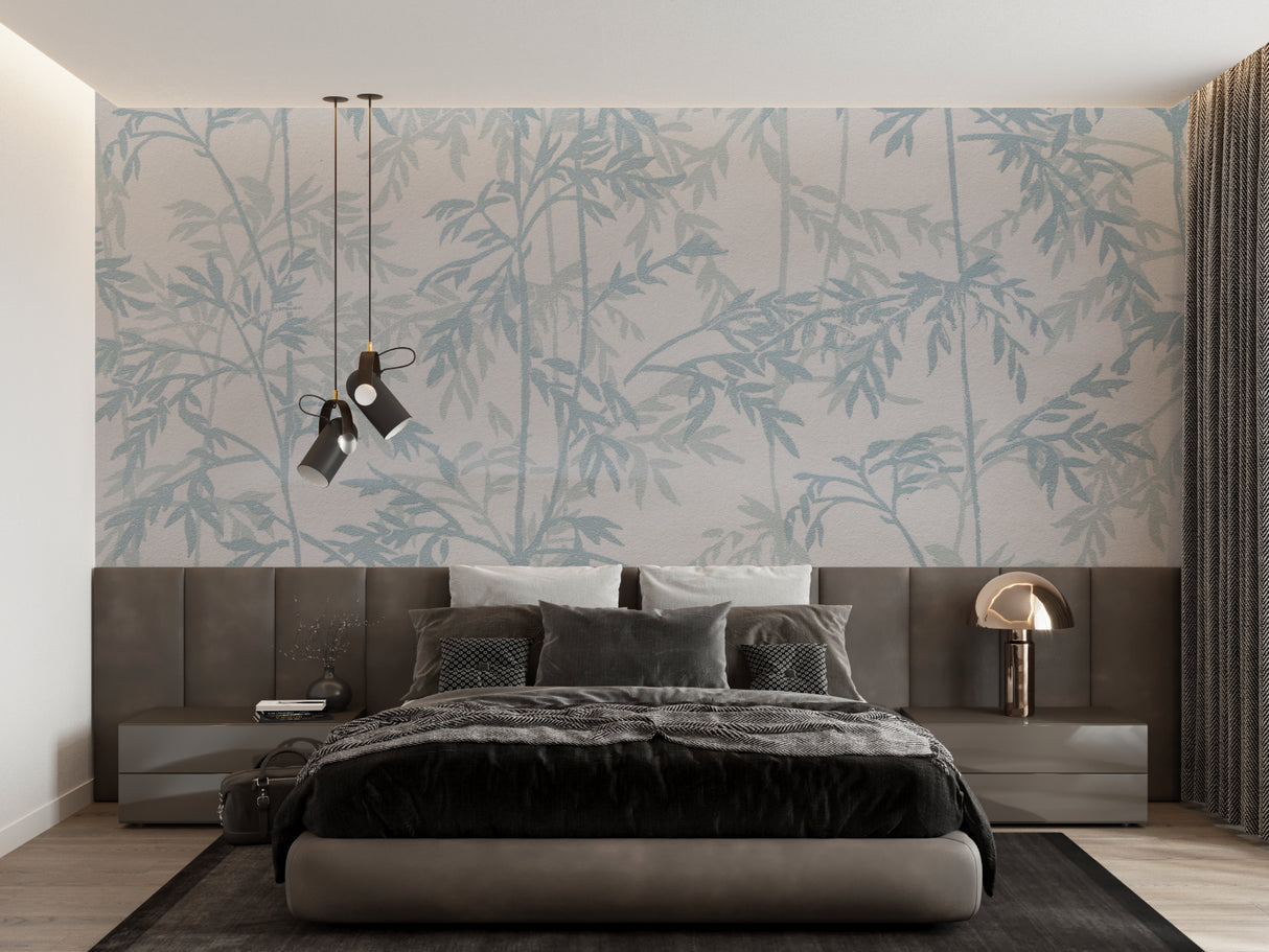 Botanical bamboo design showcased in a peaceful meditation room