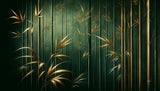 Bamboo wallpaper design file showing detailed emerald green stalks and golden leaves pattern